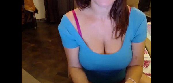  Busty girl shows her tits for a short time